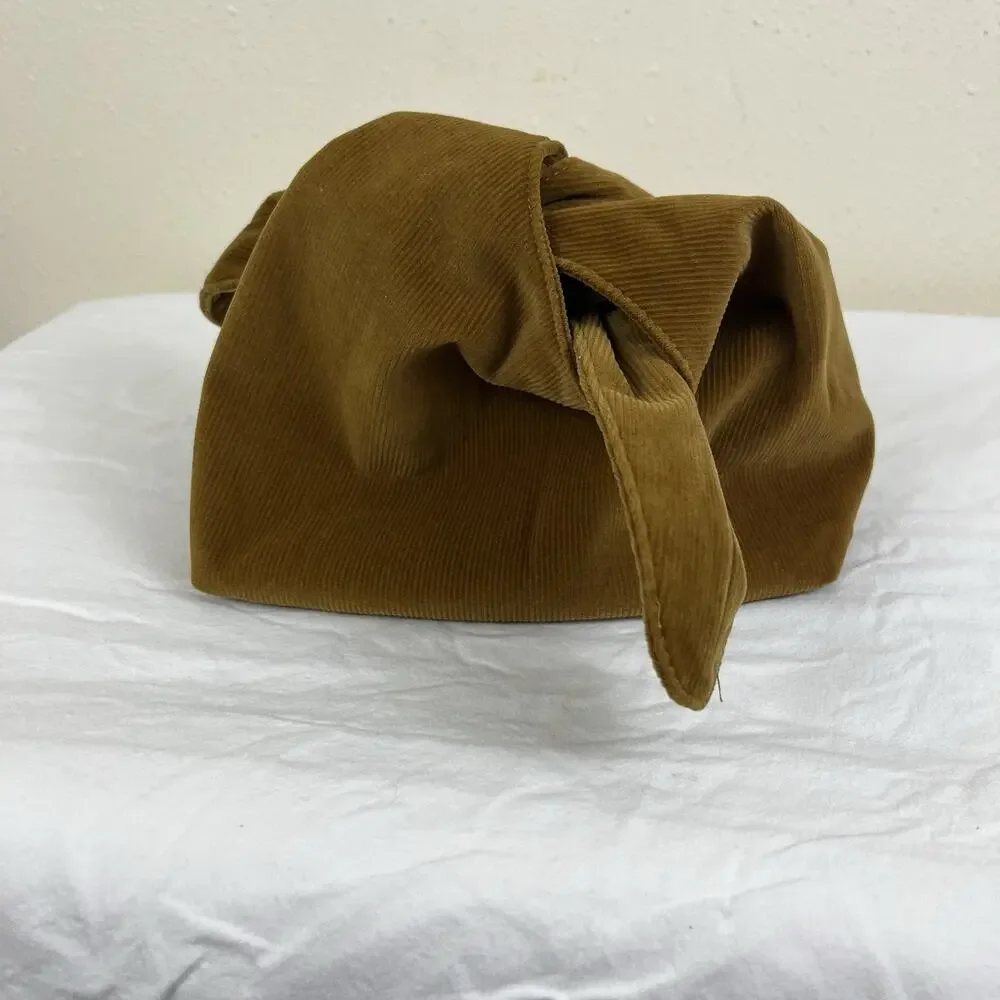 MERIT Signature Bag Brown Corduroy Knotted Cosmetic Makeup Pouch Knot Bag Beauty